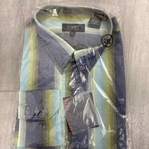 Hypnotik Mens 2XL Striped Button Down Shirt Long Sleeve Cotton Multi-Color NWT